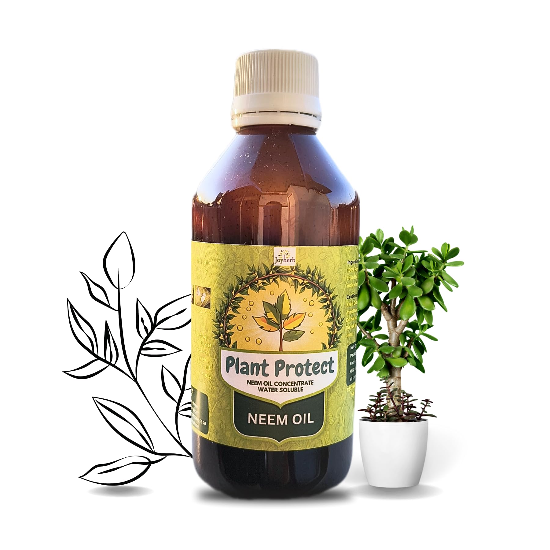 Joyherb Plant Protect Water Soluble Neem Oil Concentrate for Plants | Herbal Pest Repellent | Indoor and Outdoor Organic Gardening | Make upto 50 Neem Spray Bottles - 200ml-picture-26
