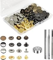 Vista 8 de 24 juegos de broches de presión de cuero resistentes, kit de BetterJonny, botones de presión de metal de 20 mm, remaches de cuero, con 4