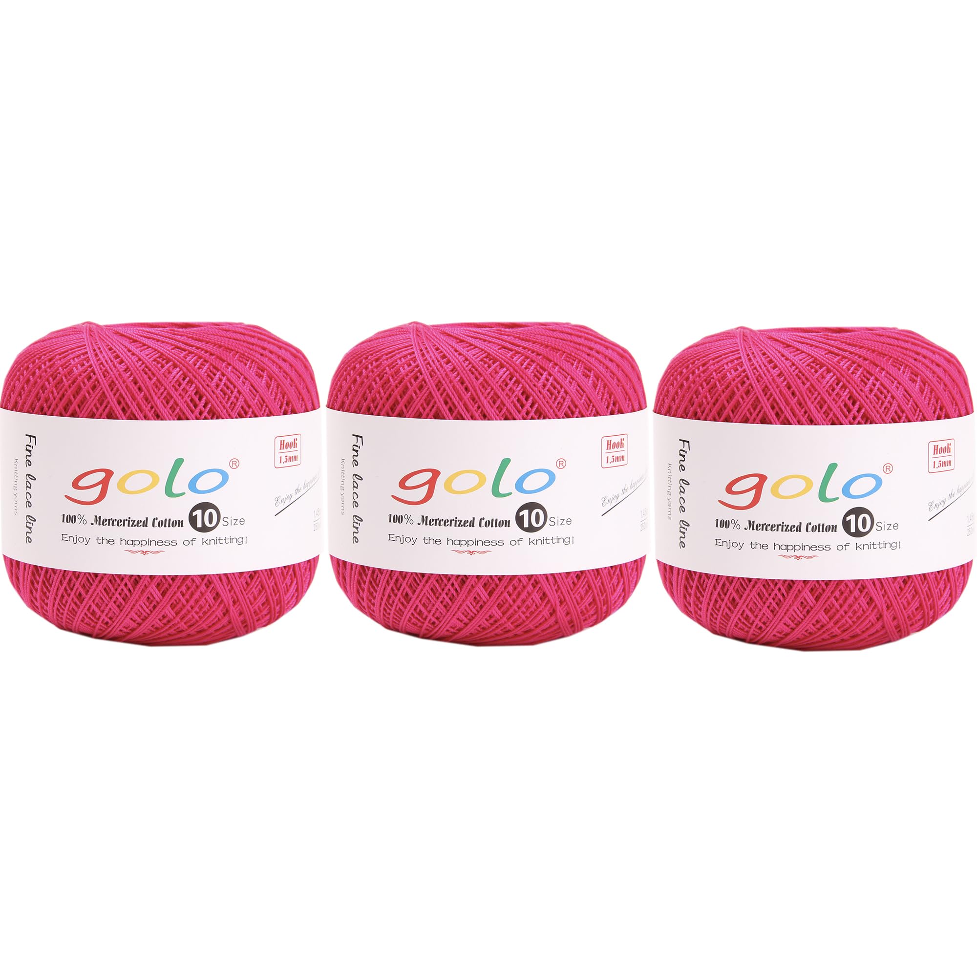 golo 3 Balls Crochet Thread Yarn for Hand Knitting Crochet Yarn 188 Hot Red, 000-c