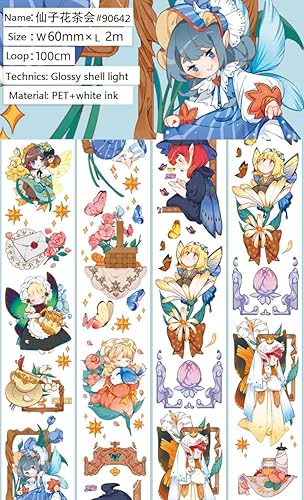 Miniatura 4 de Materiales florales Retro Niñas Decoración PET washi Cinta con Shell Efecto Brillante para Bullet Journal y Scrapbooking (90609)