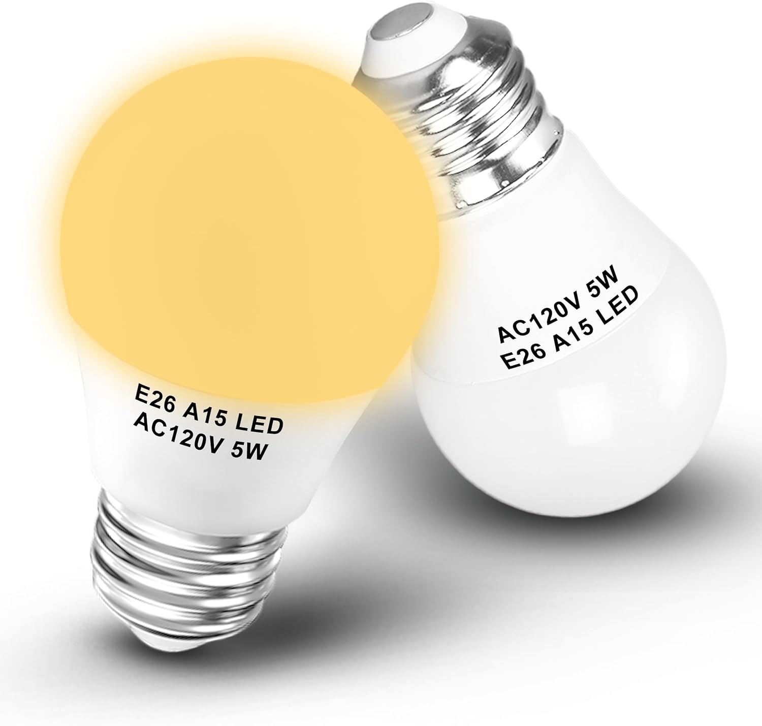5W 120V A15 LED Nightlight Bulb 2700K Soft Warm White 40Watt Equivalent E26 Medium Base LED Energy Saving Household Bulbs for Bedroom Living Room Patio Porch Ceiling Fan Lighting, Non-Dimmable, 2 Pack