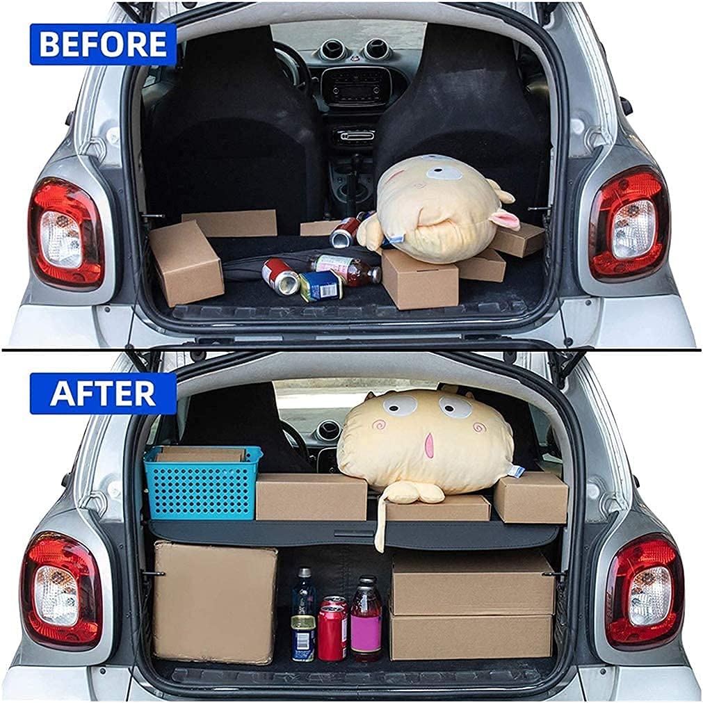 Retrattile Car Bagagli Protezione Coperchio per Smart 451 Fortwo 2007-2014, Auto Interni Accessori Baule Ripiano Conservazione Organizzare