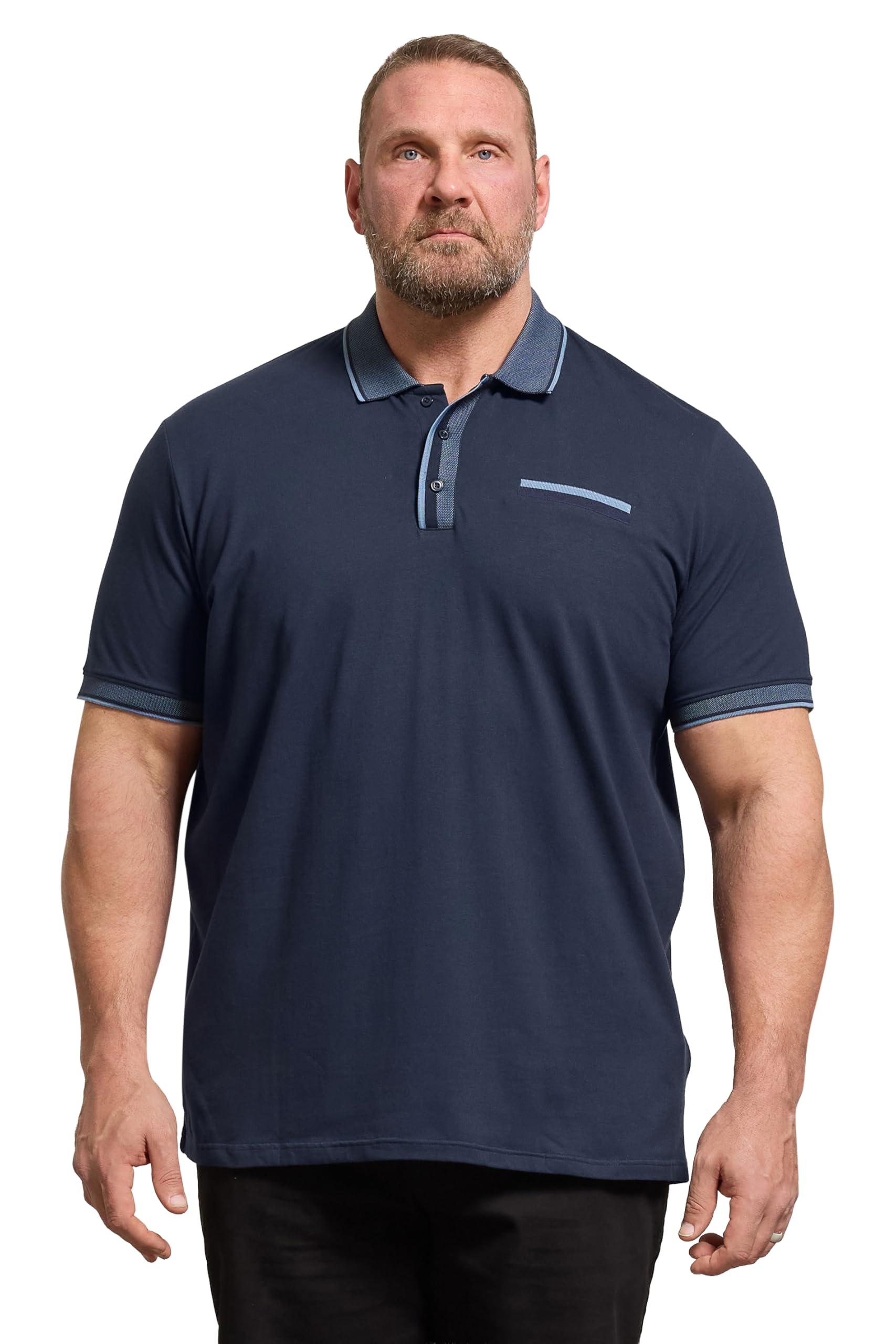BadRhino Big & Tall Blue Pocket Jacquard Polo Shirt - Men's - Plus Size Curve