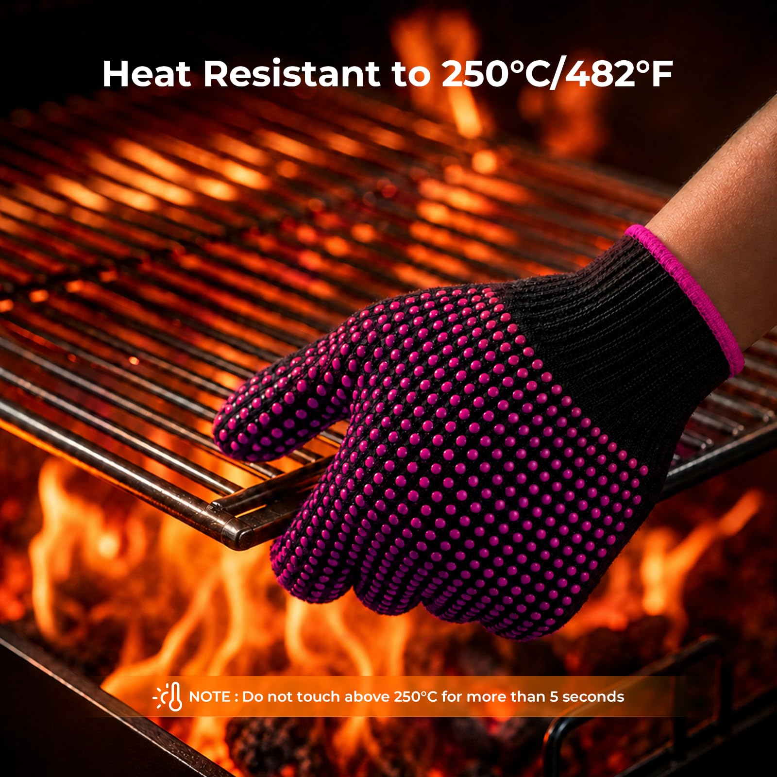 HTVRONT Hitzebeständige Handschuhe für Sublimation, 2 Stück, mit Silikon-Noppen