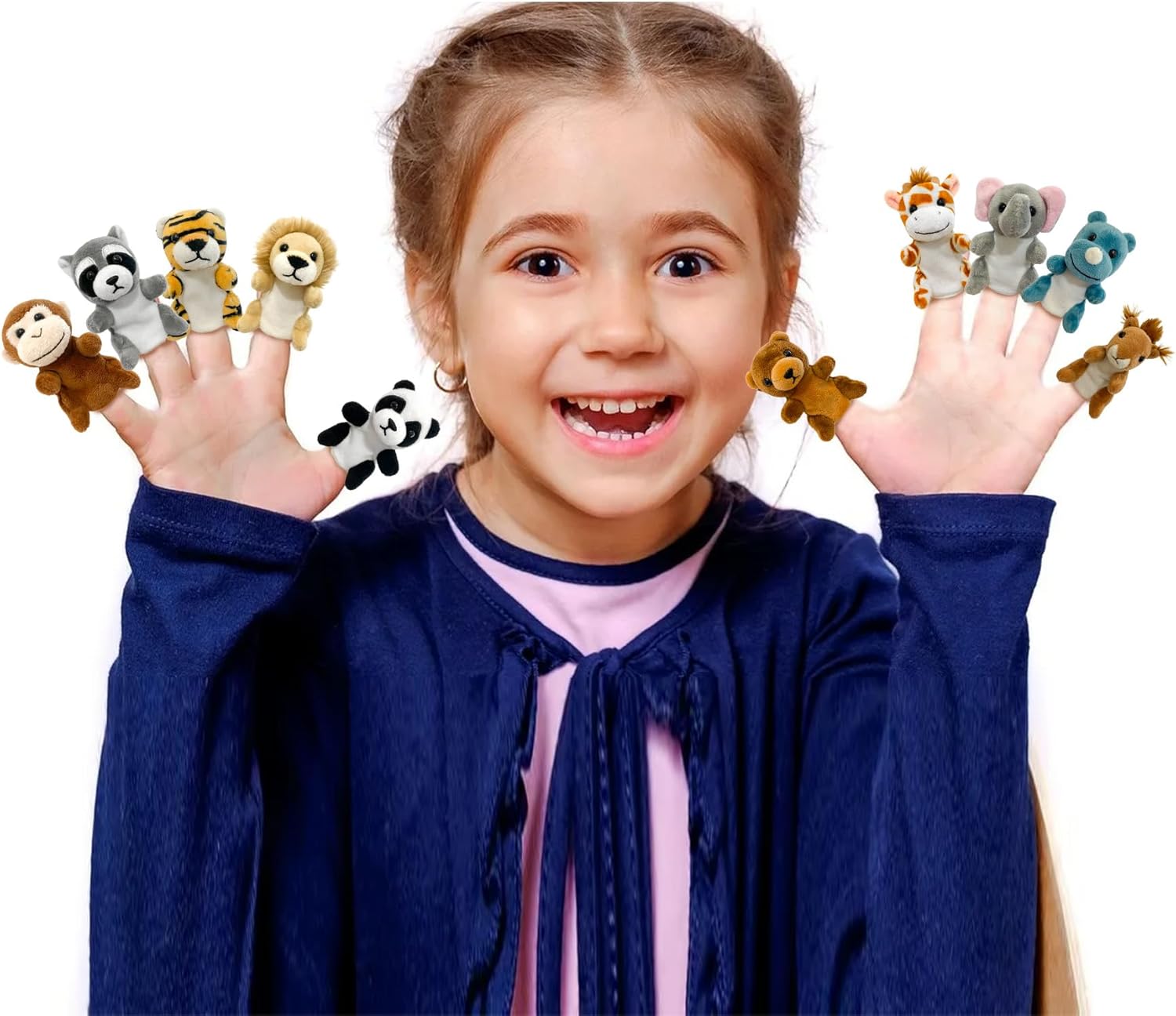 12Pcs Finger Puppets Set Jungle, Soft Plush Toy for Kids Realistic Jungle Plush Animal Finger Puppet Role-Playing Story Finger Puppet Animal Soft Toy for Kids