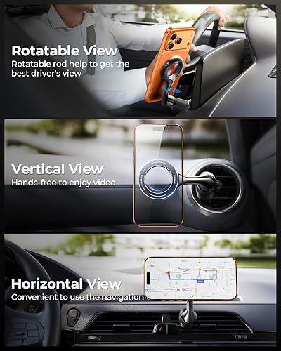 Miniatura 7 de MRGLAS Soporte para automóvil MagSafe 40 imanes fuertes mejorados 2025 rotación de 360 Soporte magnético para teléfono de ventilación de aire gancho
