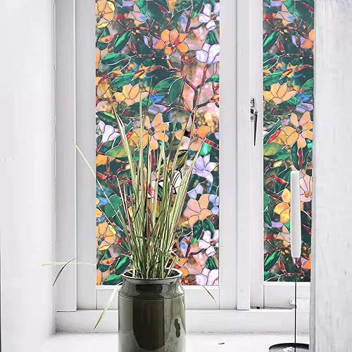 Miniatura 6 de Película de privacidad para ventana, calcomanía decorativa extraíble de vidrio, vinilo 3D con bloqueo solar y UV, calcomanías para ventanas de