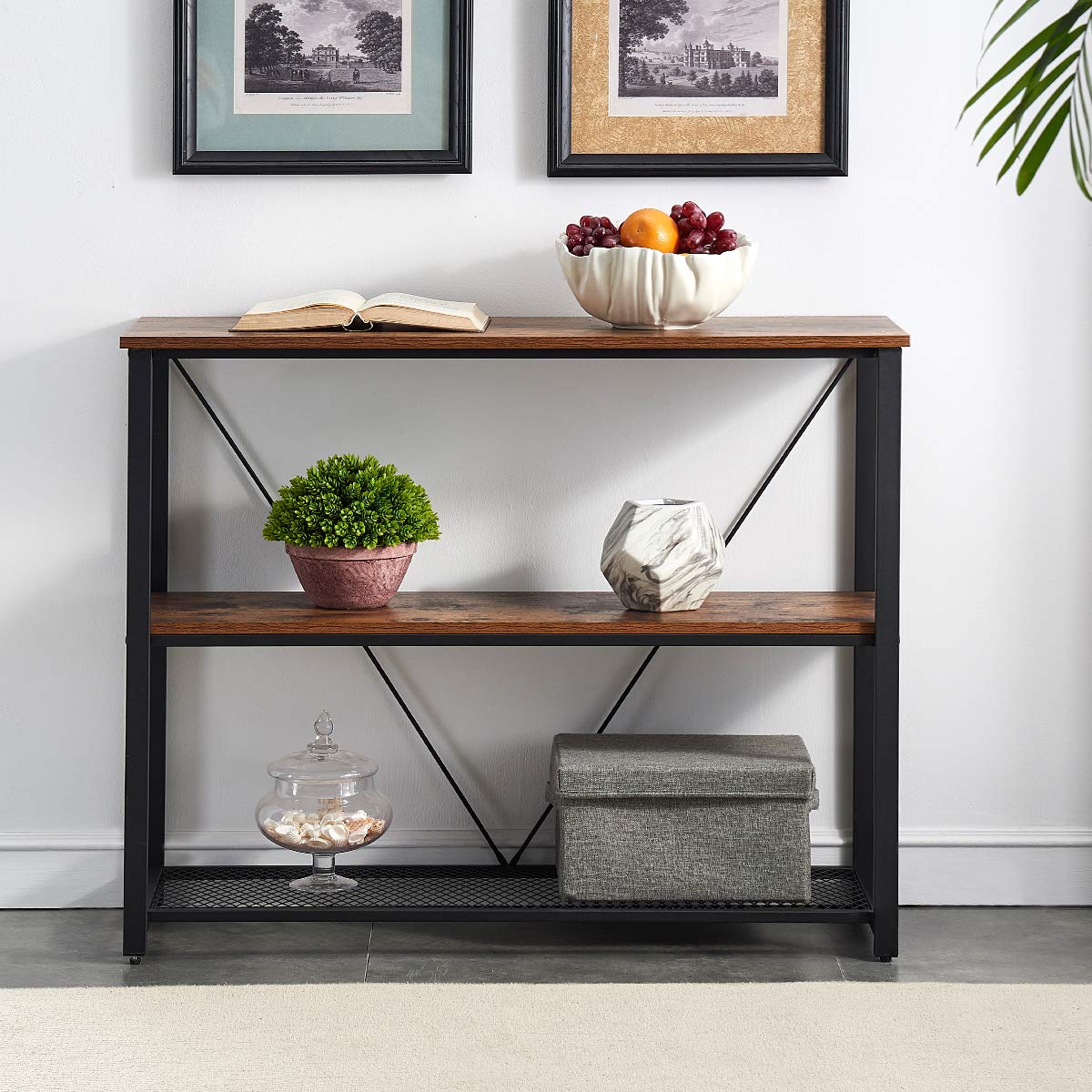 FELLYTN Console Tables for Entryway, Industrial Sofa Table with Metal