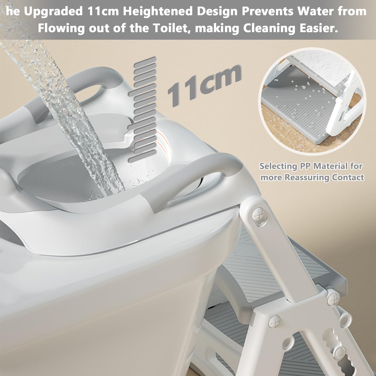 Riduttore WC Bambini,Scaletta WC per Bambini,Riduttore WC Bambini con Scaletta,Riduttore Water Bambini con PVC Morbida Seduta Imbottita,PieghevoleAdatto per Tazze WC a V, U Oppure O
