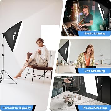 EMART Softbox Photography Lighting Kit, 20x28 Professional Softbox Lighting Kit with 6500K LED Bulbs, Studio Lights for Photography, Video Recording, Live Streaming, Portraits Shooting, Podcast