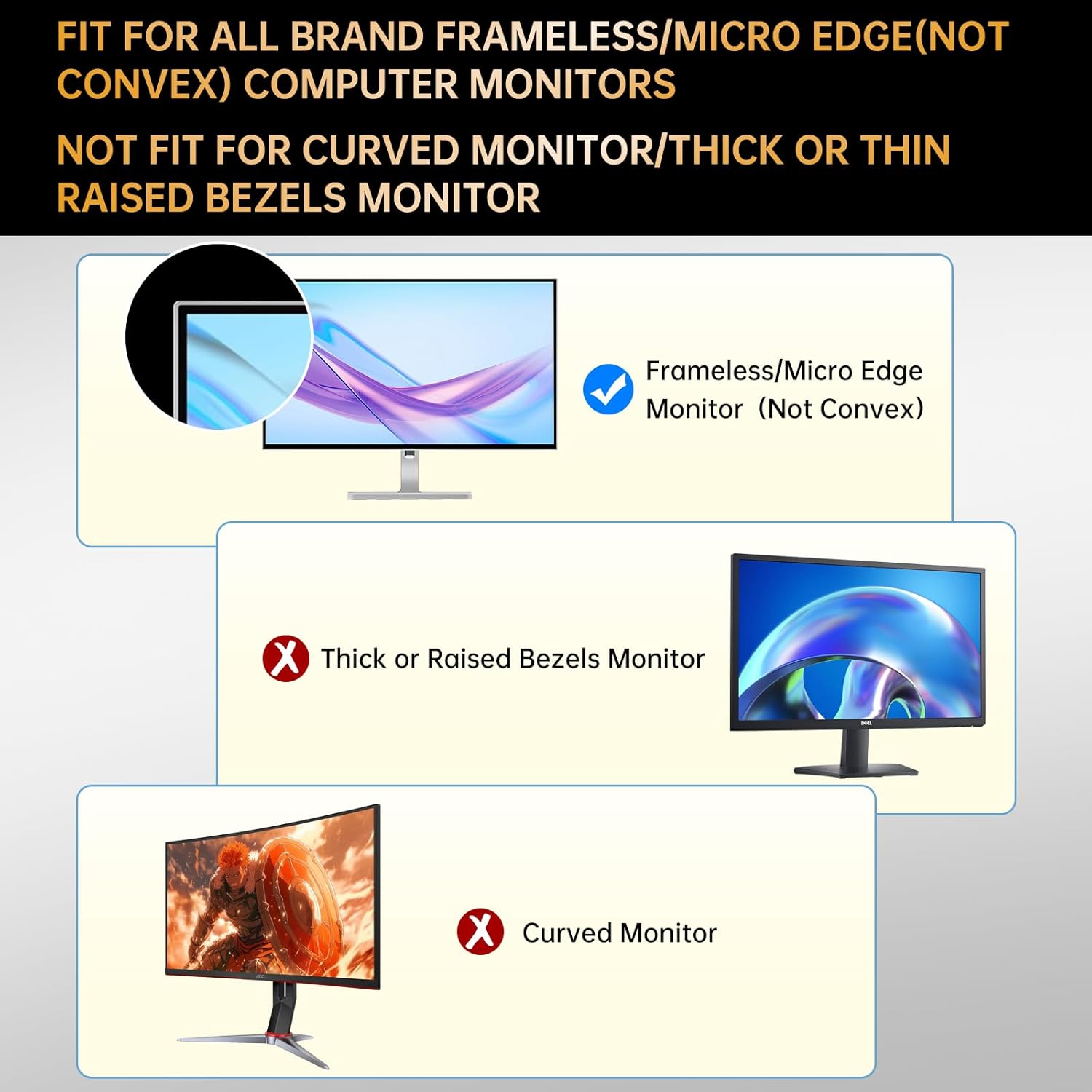 Magnetic 24 Inch Computer Privacy Screen Filter, Anti-Spy Protector Shield for 24'' Widescreen Monitor with 16:9 Aspect Ratio (Width x Height: 531mm x 298mm)