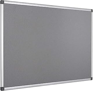 KAV 60 cm x 45cm Aluminium Frame Felt Notice Pin Board - Notice Board Bulletin Frame for Office, School, Bedroom, Memo, and Home (Grey)