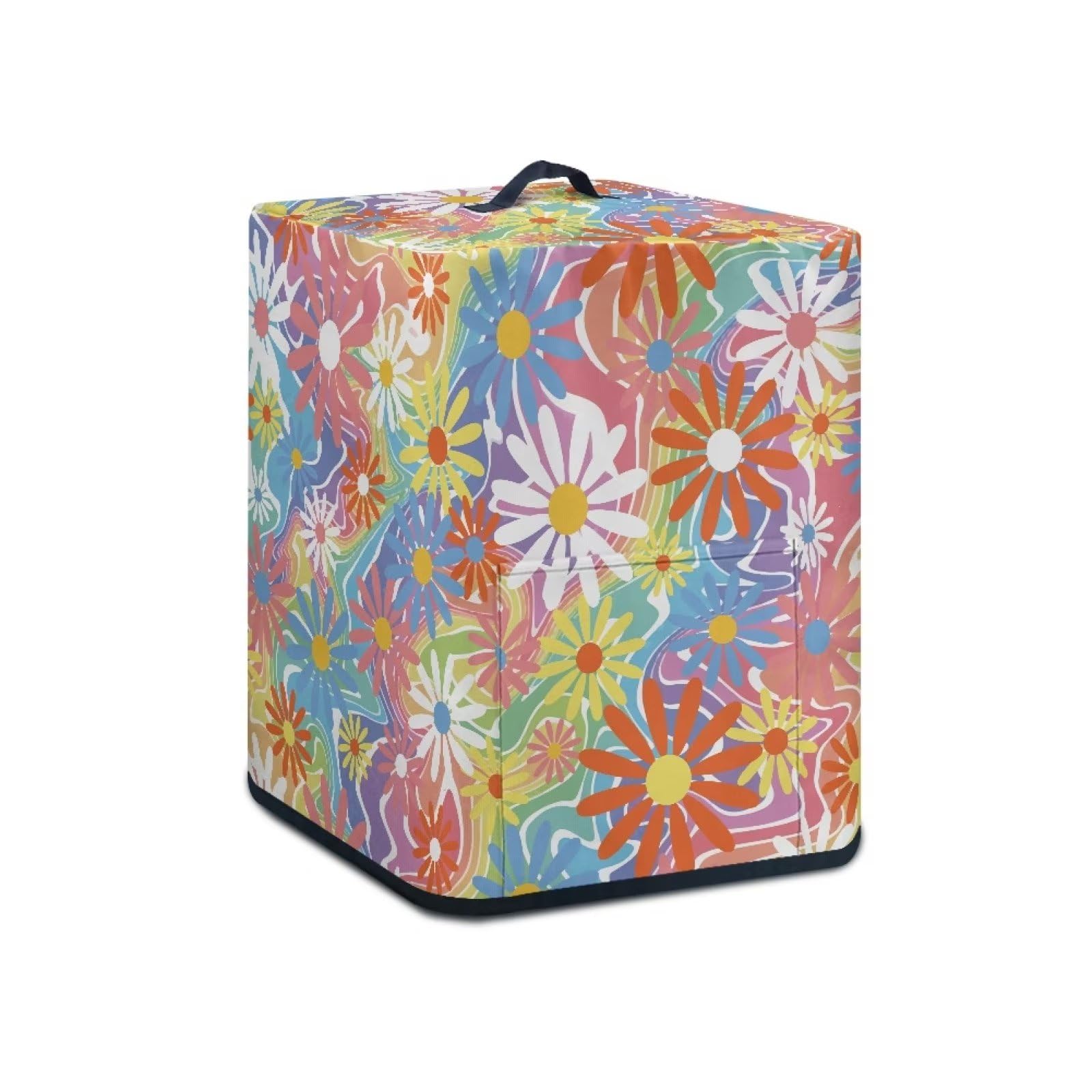 Snilety Square Air Fryer Cover Colored Floral Print Air Fryer Accessories for Oven Fits 5-6 Qt Air Fryer Small Appliance Dust Covers with Storage Pocket