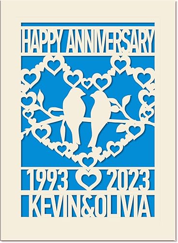 EDSG Tarjeta de aniversario personalizada, regalo de boda, tarjetas cortadas de papel con cualquier nombre, fecha para mujeres, hombres, marido,