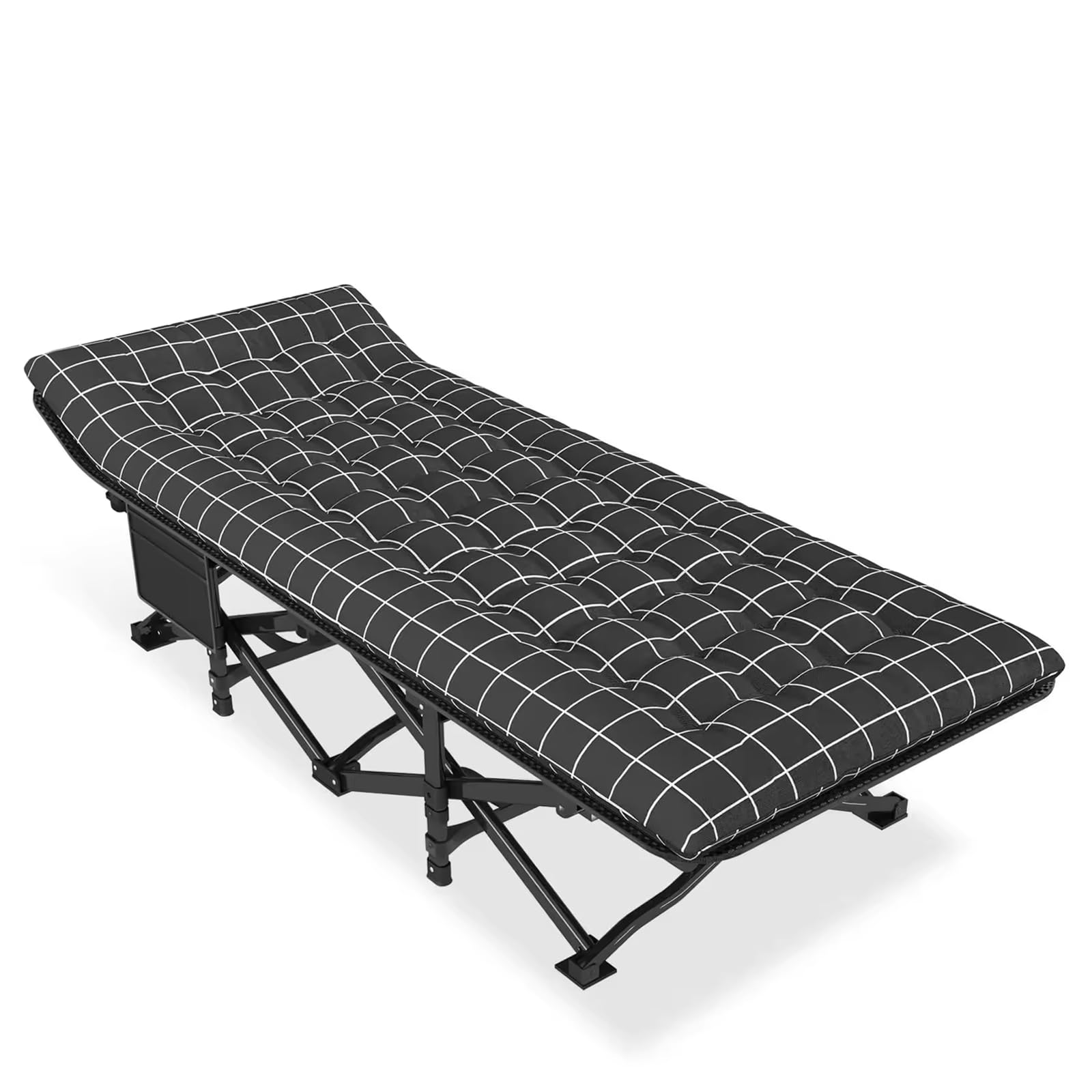 Camp Bed for Adults with Mattress,Folding Camping Cot for Adult 74.8x26.8, Portable Sleeping Cot with Mattress for Home Office Camp,190x68x49cm Black