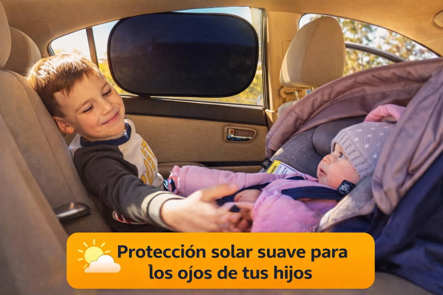 | BEBIKIS® SUPER PACK De Espejo Coche Para Bebe 100% IRROMPIBLE Para Asiento Trasero Con ROTACIÓN 360º + 2 Parasoles + Placa Baby On Board | Espejo Para Ver Al Bebé a Contramarcha En El Coche