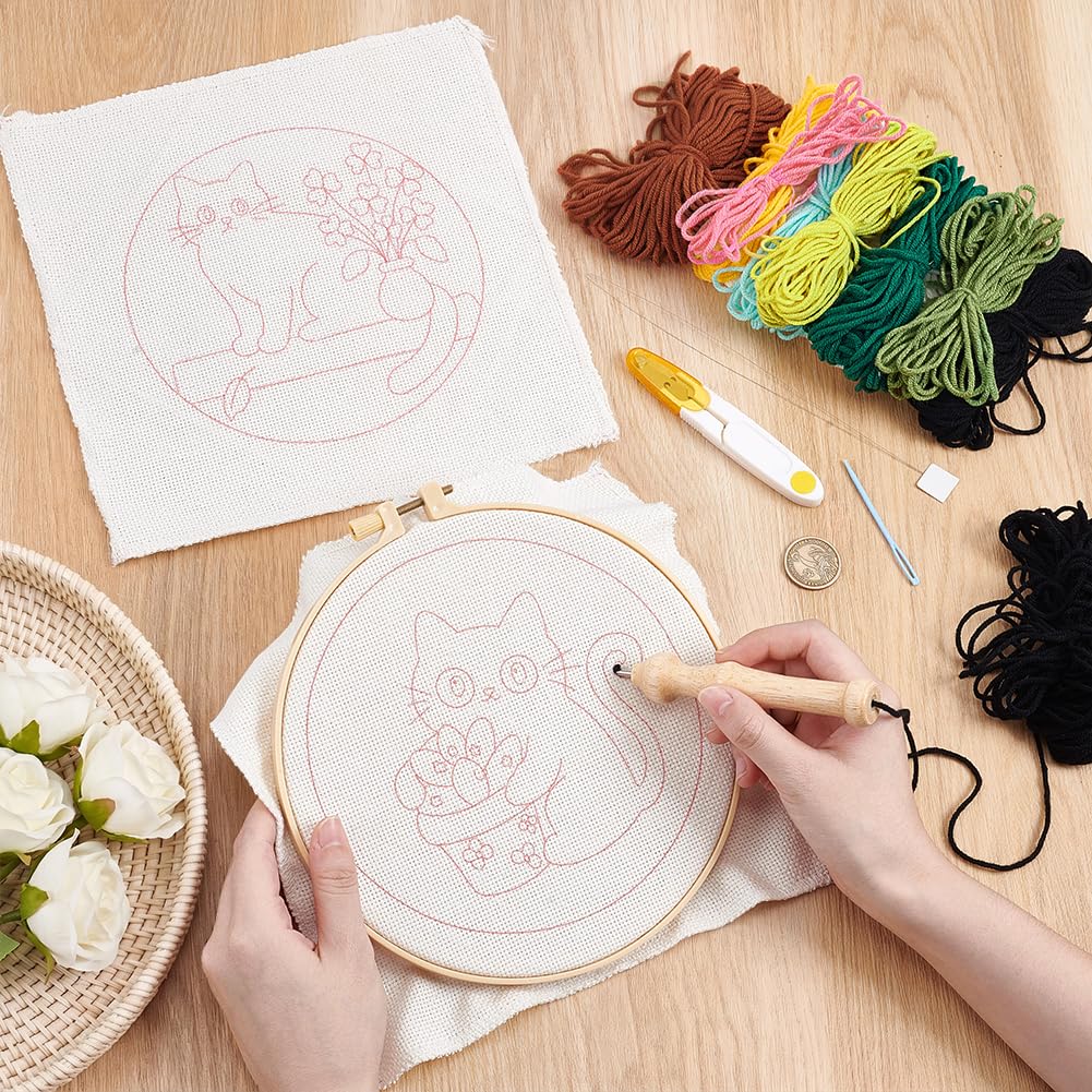 Beginner Punch Needle Kits - Cat & Potted Plant -4 Beginner Punch Needle Kits - Cat & Potted Plant -4