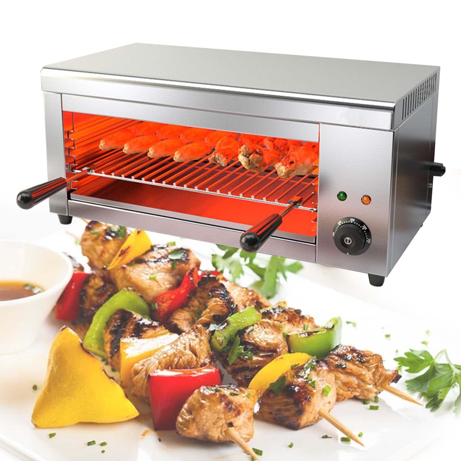 Salamandra Da Tavolo Elettrica - Cuoci-Bistecche In Acciaio Inox Da 2000 W, Macchina Sciogliformaggio Da Parete, Girarrosto Elettrico Per Barbecue - Doppia Spia Luminosa, Piastra Per Pesce E