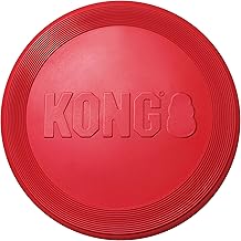 KONG Flyer - Juguete de goma duradero para jugar al aire libre - Disco de goma natural, Juguete para perros para lanzar - Disco más seguro para actividad saludable - para perros pequeños