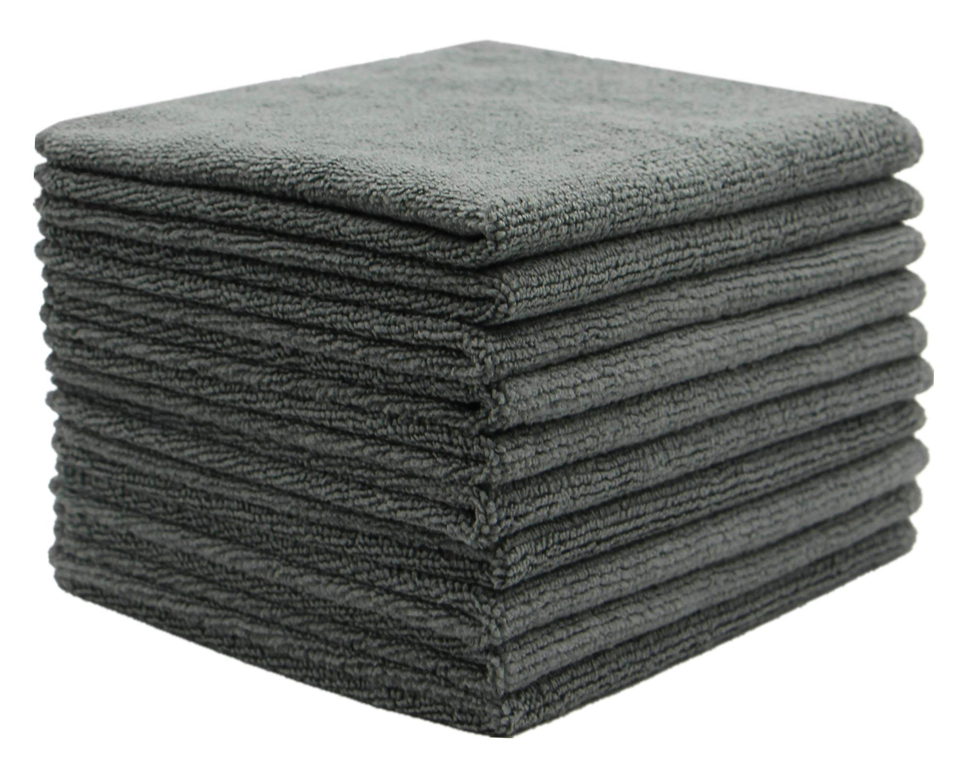 Paños de Microfibra Ultra absorbentes para Lavar Platos, paño de Limpieza de Secado rápido, 12 x 12 Pulgadas, Paquete de 10 Unidades, Color Gris