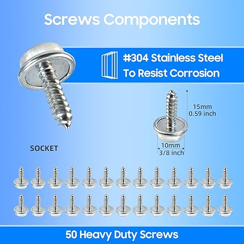 Miniatura 4 de Kit de broches de lona, broches de acero inoxidable de grado marino para cubierta de barco, kit de broches para cubierta de barco de 38 pulgadas,