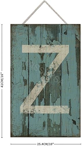 Vista 326 de Letrero colgante de madera con letra A, letrero de madera, decoración del hogar, 26 letras del alfabeto de metal, placa de madera, decoración