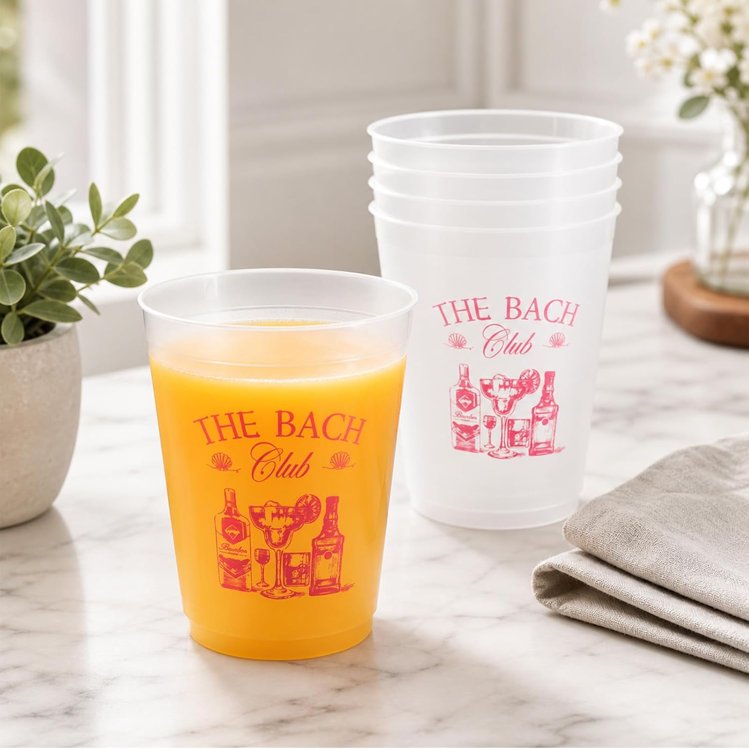 16 Pcs Camp Bachelorette Cups Pink Bridesmaid Cup for Bach Party Wedding