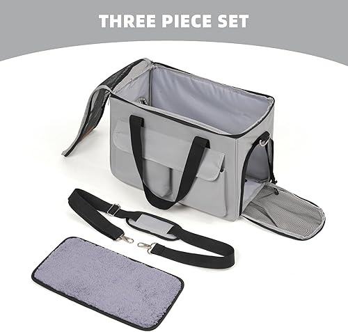 Vista 21 de Transportador de gatos y perros para mascotas de hasta 15 libras, aprobado por aerolíneas, plegable, para gatos y perros, transportador de gatos