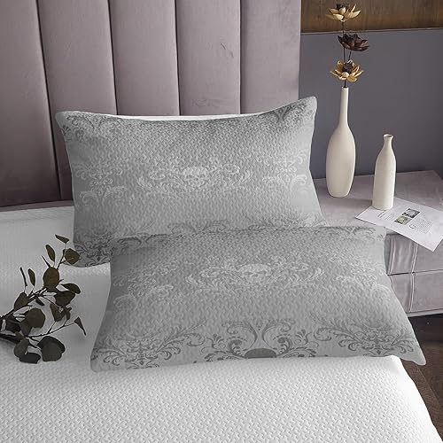 Miniatura 4 de Juego de colcha de damasco plateado para adultos, juego de edredón barroco victoriano antiguo, tamaño Queen, juego de colcha floral gótica vintage