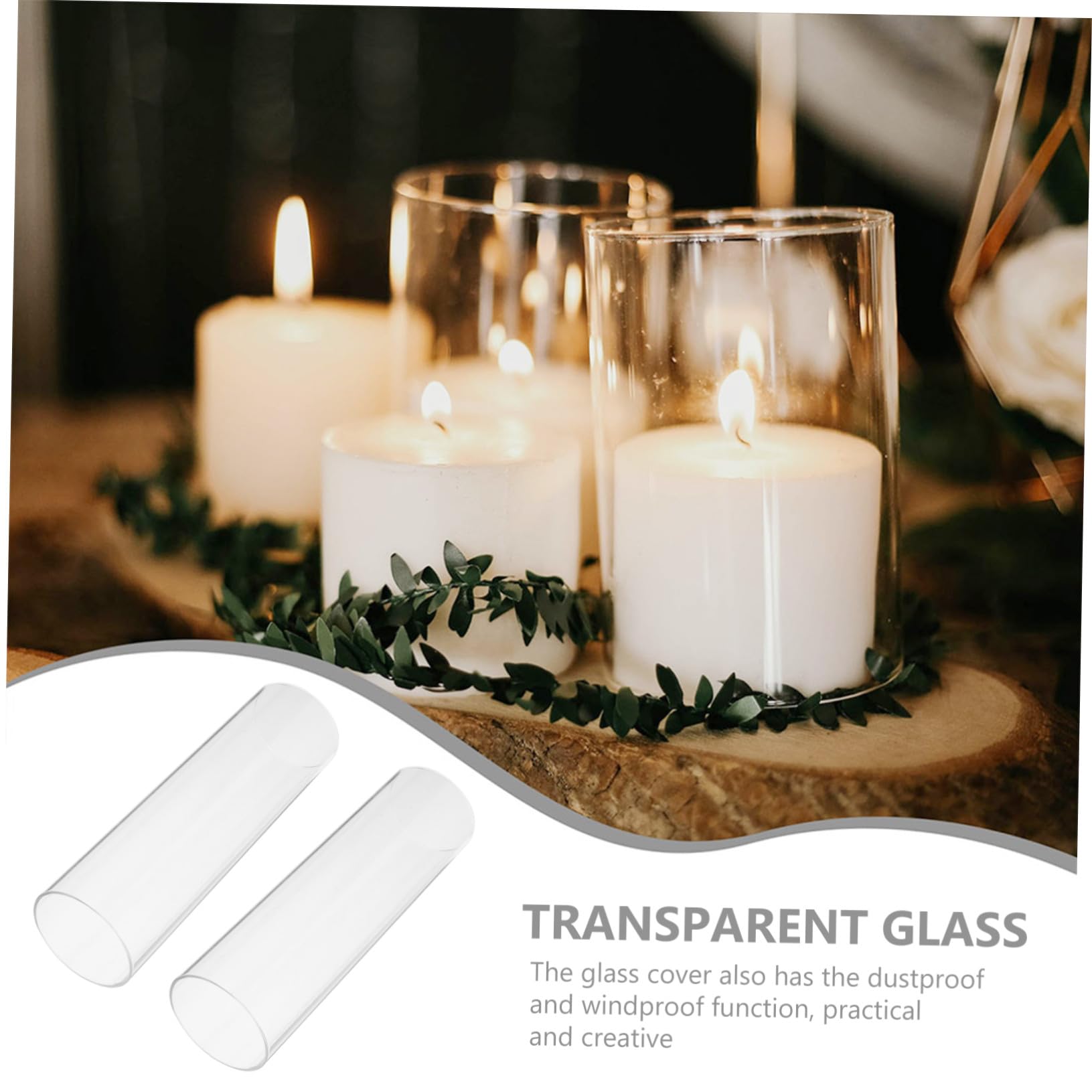 Abat-Jour en Verre Transparent pour Bougie Cylindrique, Lot de 4