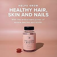 Vista 2 de The Elderberry Co. Gomitas de colágeno + biotina + suplemento natural para cabello y uñas de bayas de Aronia
