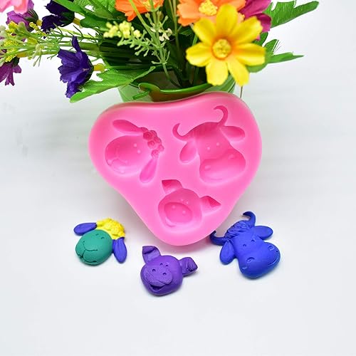 Miniatura 2 de Lindos animales de granja, cabeza de vaca, oveja, cerdo, regalo, fiesta de cumpleaños, decoración de tartas, herramienta de molde de silicona para