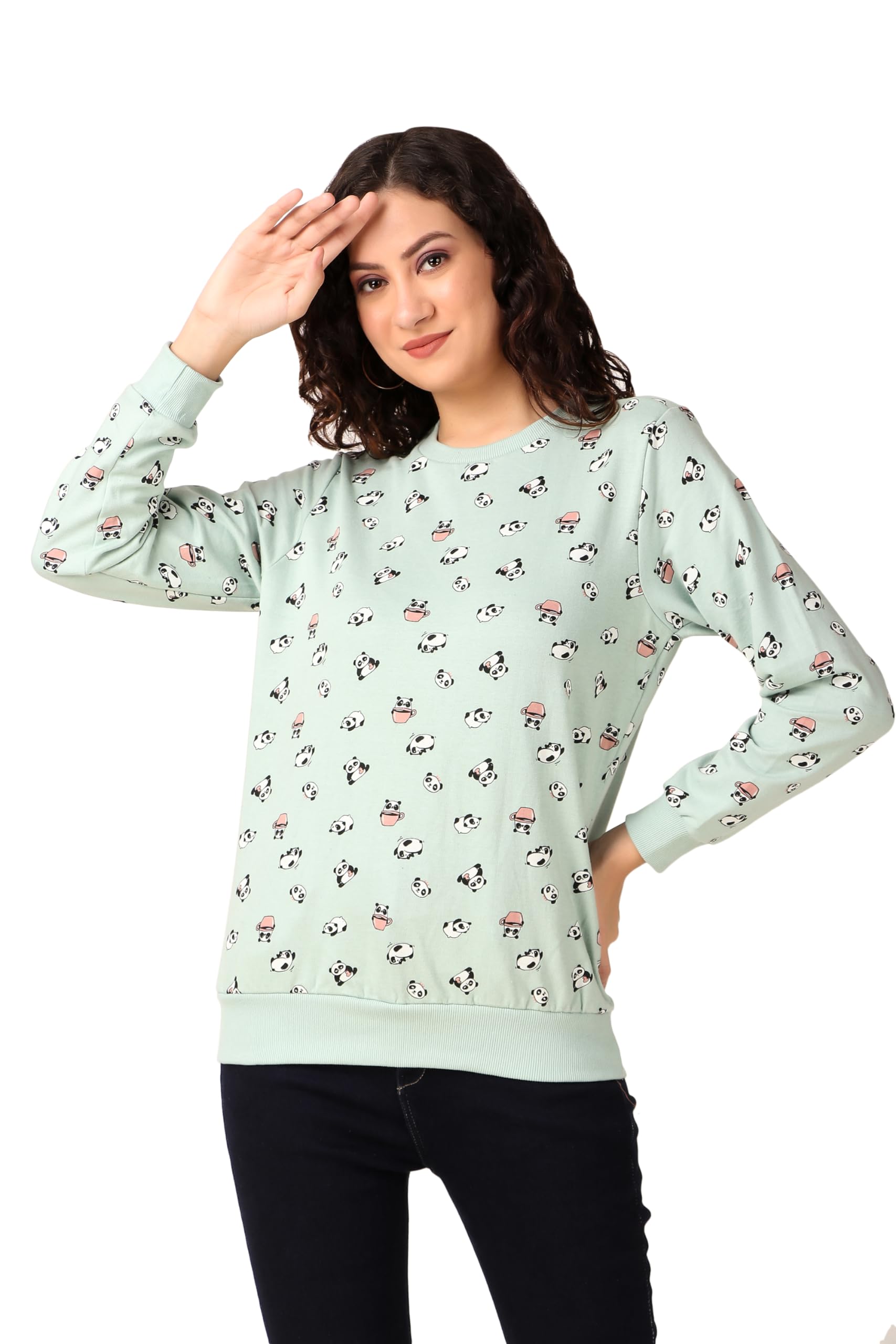 Sweatshirt for Women in Regular Fit, Printed Long Sleeve Cotton Sweatshirts for Girls Includes Plus Sizes (Size S- 5XL)