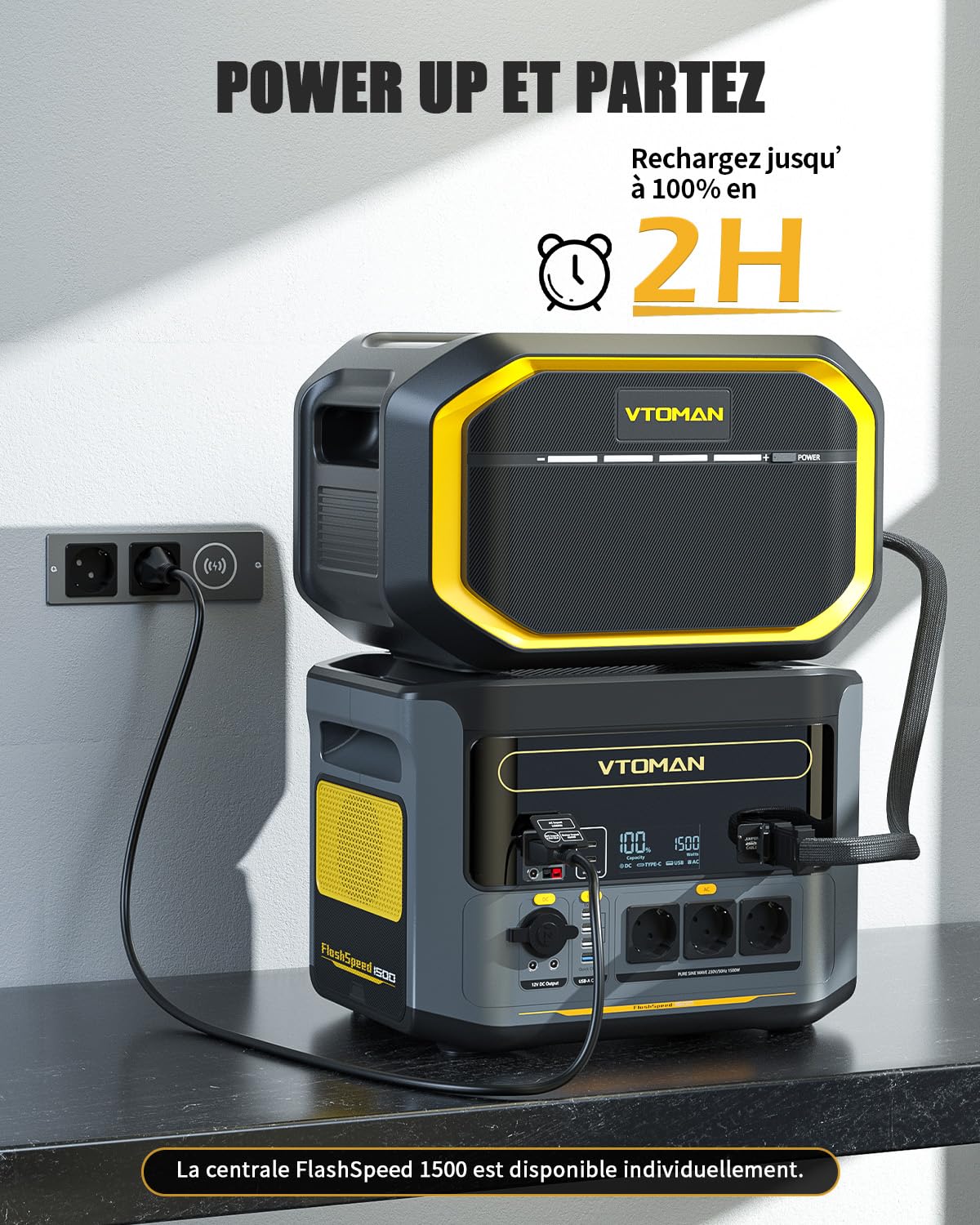 VTOMAN FlashSpeed 1500 Batterie Supplémentaire 1548Wh - pour FlashSpeed 1500/1000 Station Électrique Portable, Extensible à 3096Wh, LiFePO4 Batterie d'expansion avec Protection BMS