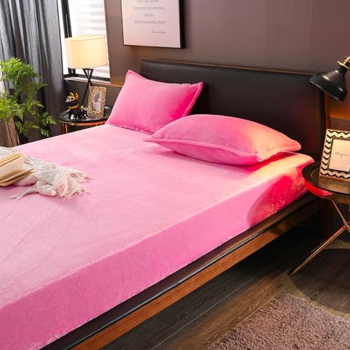 Miniatura 3 de Sábana bajera de terciopelo tamaño matrimonial, sábana bajera de franela de felpa ultrasuave y mullida con bolsillo profundo de 15 pulgadas, color