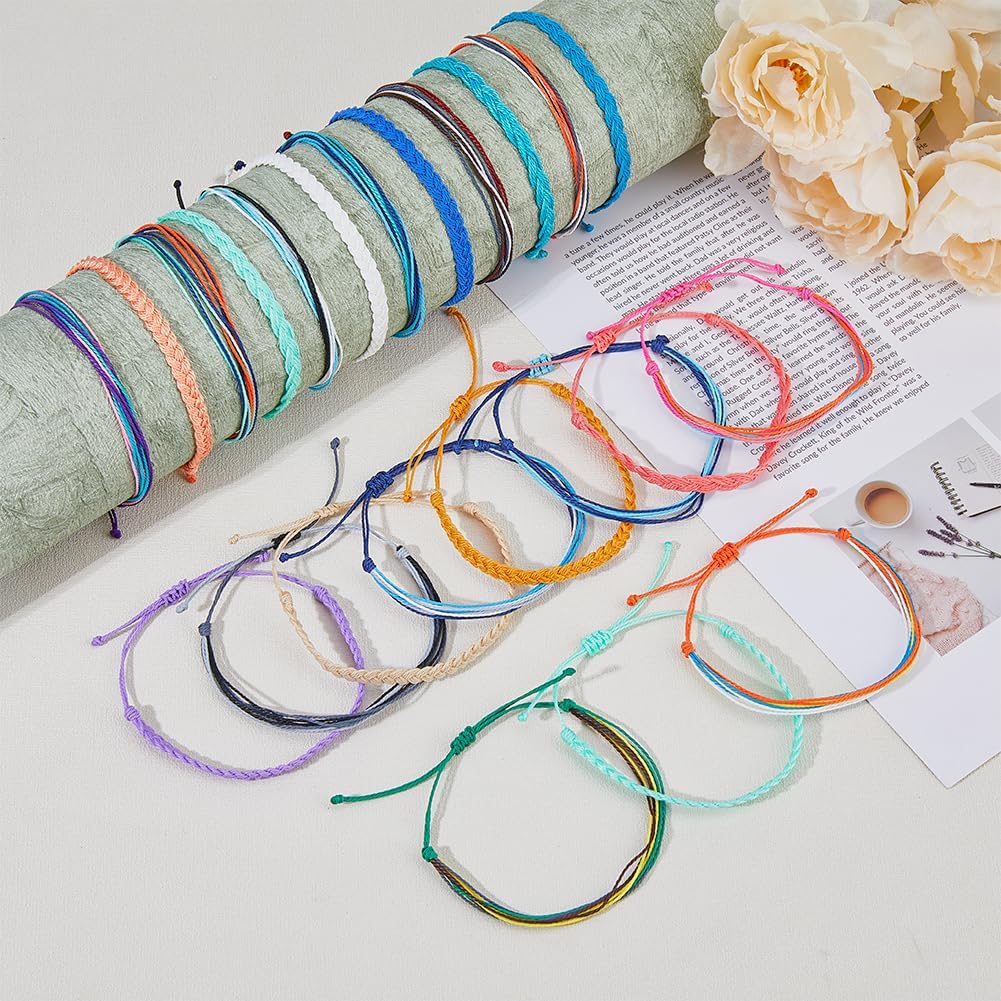 UNICRAFTALE 24Pcs Summer Surfer String Woven Bracelets Adjustable Bracelets for Women Braided Cord Bracelets Handmade Bracelet Beach Boho Bracelets Colorful Woven Rope Jewelry - Image 5
