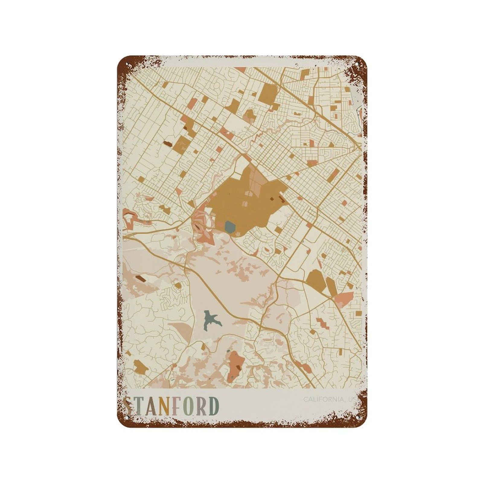 xiaoxiaoshen Stanford Map California Travel Gift Boho Office Wall Decor Art Metal Tin Poster Modern Home Decor Art Home Bar Shop Decorations Vintage Sign 30x20cm