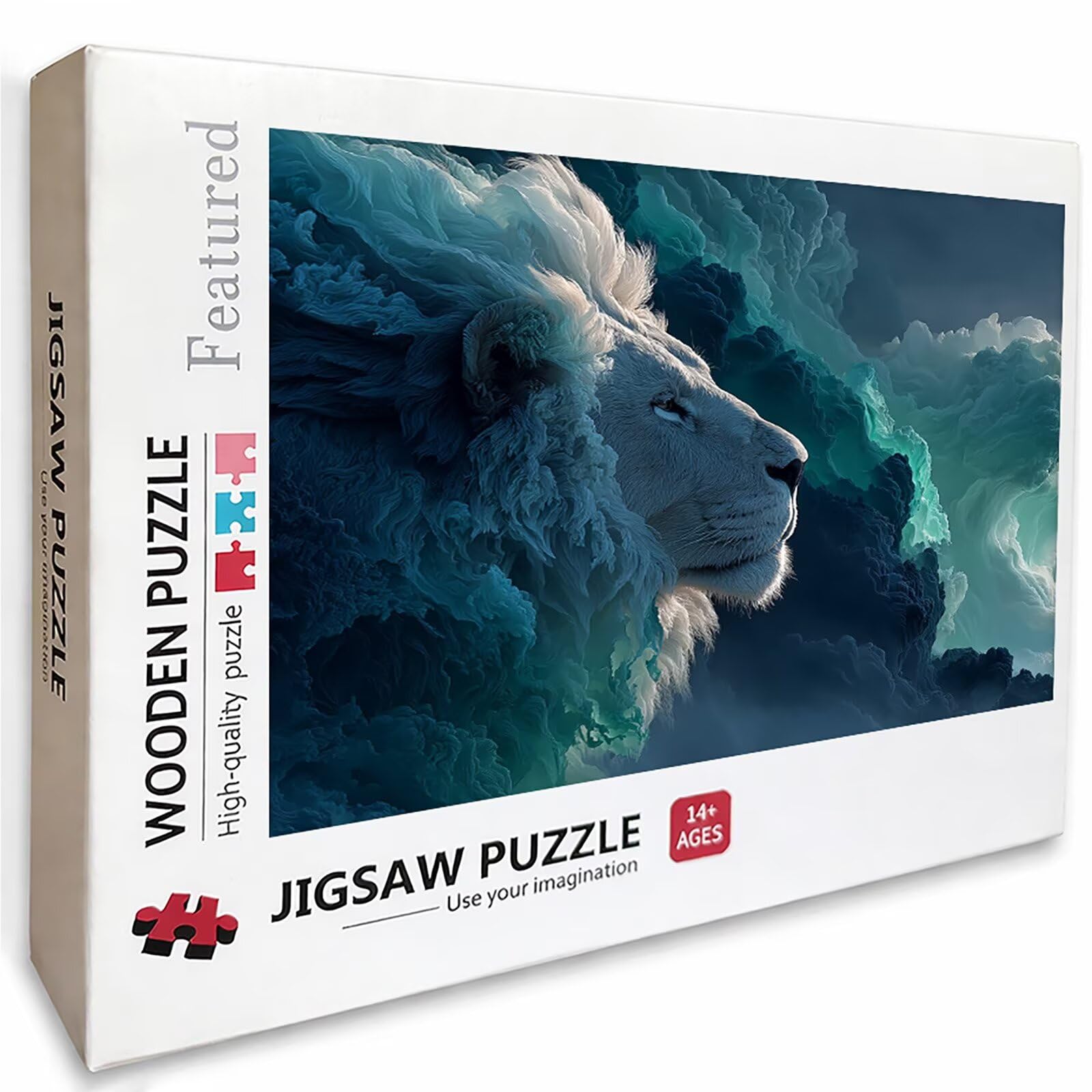 Drewniane puzzle w kształcie lwa, 178 x 104 cm, niebieskie puzzle 6000 elementów dla dorosłych z pudełkiem, edukacyjna, wymagająca gra, napis na plecach, łatwe do odróżnienia, letnie prezenty, piękna