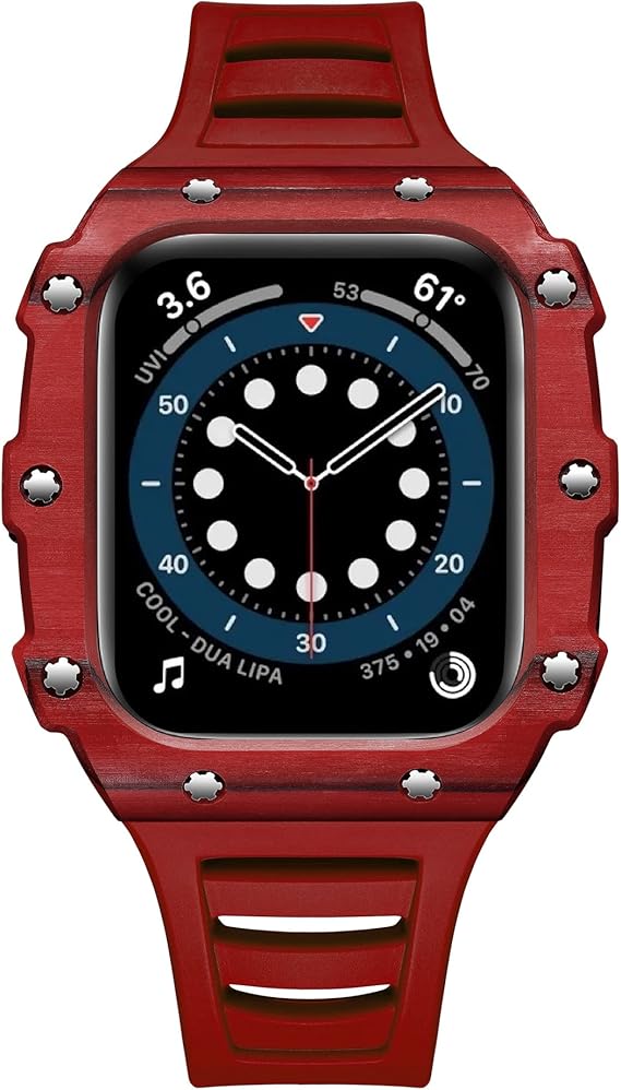 nibyq carbon fiber modification kit strap for apple watch band 45mm 44mm 40mm 41mm steel band for iwatch series 8 7 6 5 4 se ceramic case