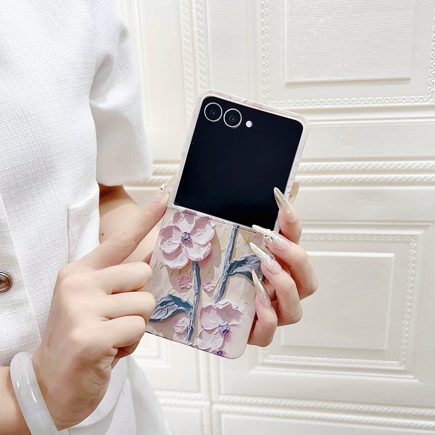 Amazon.co.jp: Galaxy Z Flip7専用 ケース 花柄3D立体浮彫り