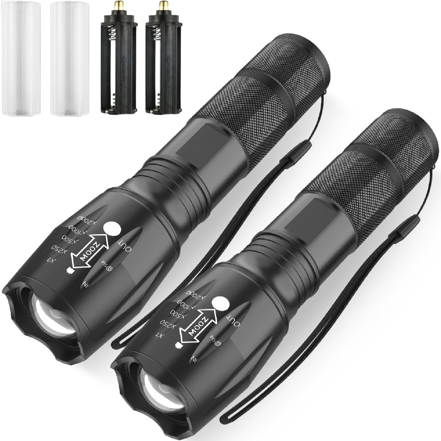 MOXTOYU Flashlight 2 Pack, 5 Modes 1500 Lumen Tactical LED Flash Light, High Lumens Bright Waterproof Flashlights, Zoomable Flash Lights for Camping, Emergencies, Outdoor, Home, Gift for Christmas