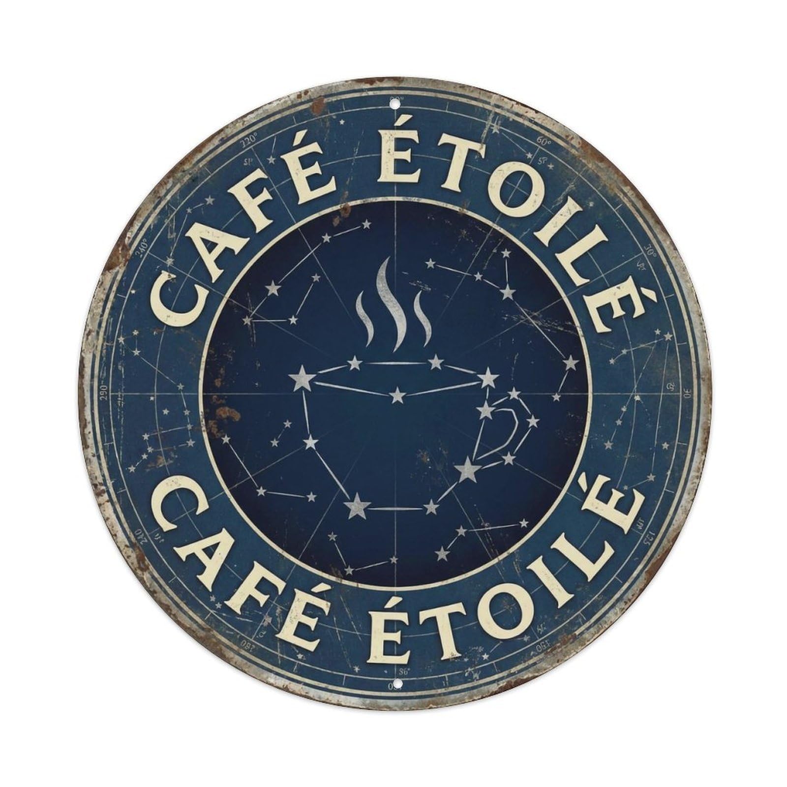 Constellation Starry Tavern Cafe Metal Tin Sign Plaque Wall Decor for Cafe, Club, Garden Round Metal Poster 8x8Inch