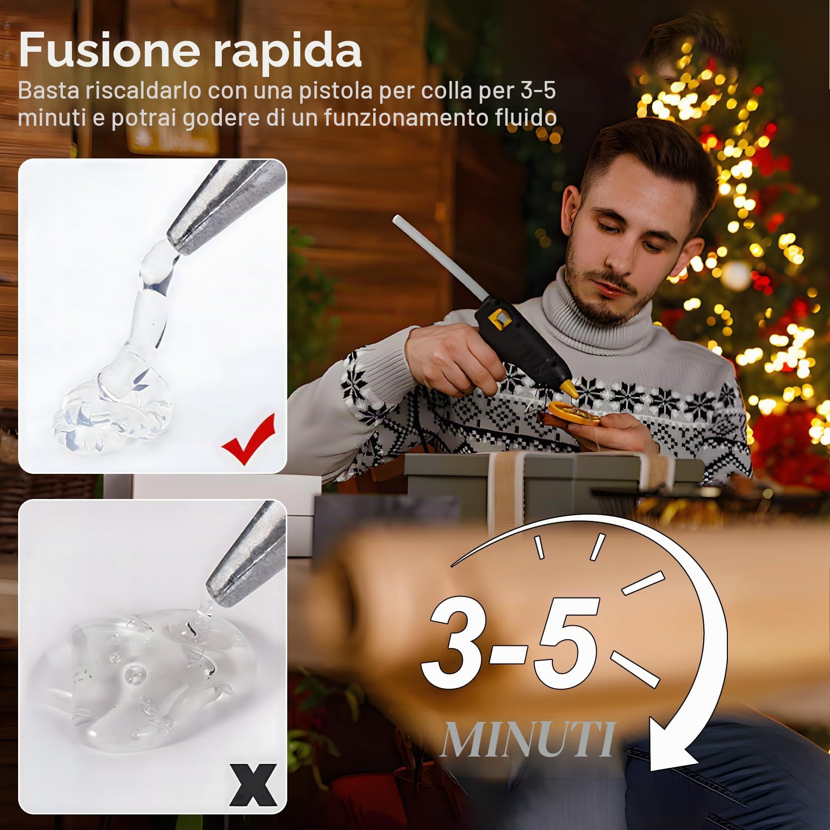 50 Pz Stick di Colla a Caldo 11mm x 200mm, Bastoncini per Pistole a Collas Trasparenti, Bastoncini di Colla per Pistola ad Asciugatura Rapida Fai da Te Artigianali Riparazione Fissaggio(Trasparenti)