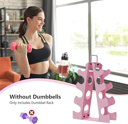 Vista 9 de Soporte de pesas para mancuernas (mancuernas no incluidas), soporte compacto para mancuernas EXBTOKA con marco A, soporte para mancuernas con asa, 3