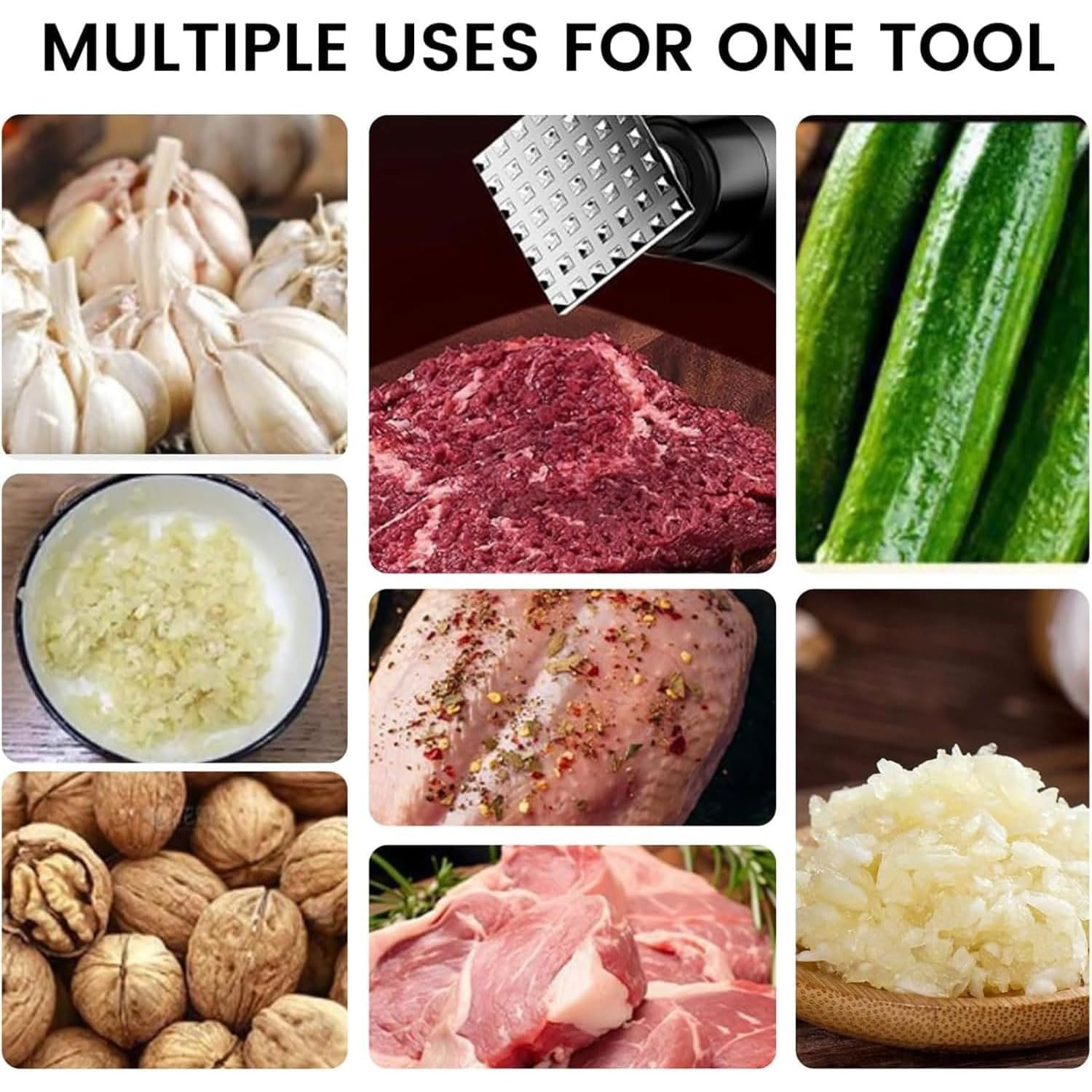 Utensile portatile per intenerimento della carne, macchina ricaricabile per intenerimento di manzo e pollo, 49 borchie prismatiche, regolabile a 5 velocità, gadget da cucina portatile in acciaio