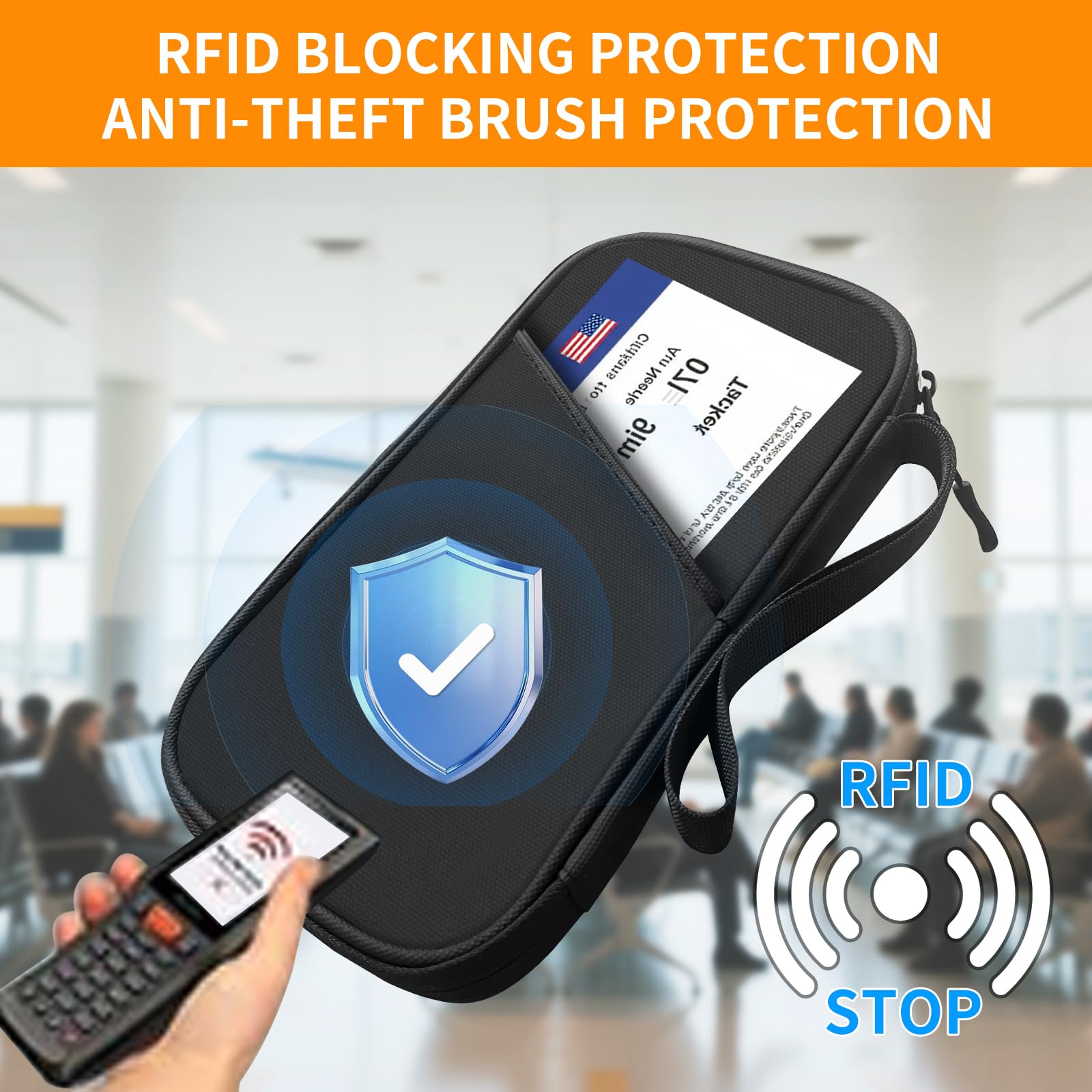 Familienpasshülle für 4,5 Personen, große RFID-blockierende Reisepasshülle, Reisedokumenten-Organizer, wasserdicht, mit 9 Kreditkartenfächern für Männer und Frauen, Größe L, Schwarz