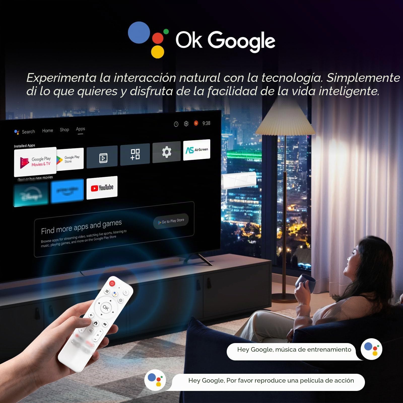H96 MAX Android 14.0 TV Stick ATV RK 3518 Quad-Core 16GB WiFi6 2.4G/5.8Ghz BT5.0 4K AV1 Ultra HD Control de voz Reproductor doméstico inteligente