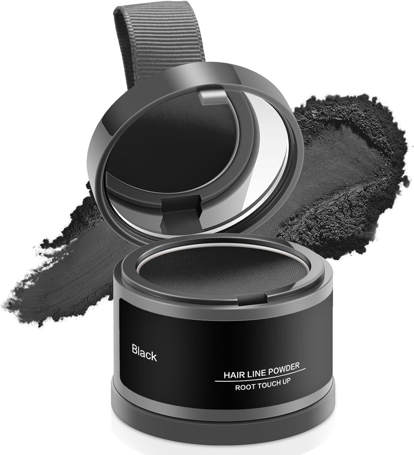 Root Touchup Powder 4g | Covers Hairline, Grey Roots & Bald Spots Instantly | Sweat & Stain Resistant 24HR Formula | Long Lasting & Natural Finish | Cover Up Hair Powder for Men & Women (Black)
