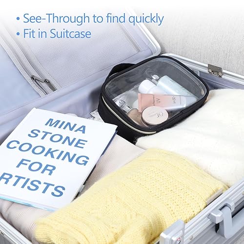 Miniatura 6 de PACKISM Neceser de aseo con textura floral y encaje aprobado por la TSA, bolsas de maquillaje transparentes de apertura grande de 180 en 2 tamaños,