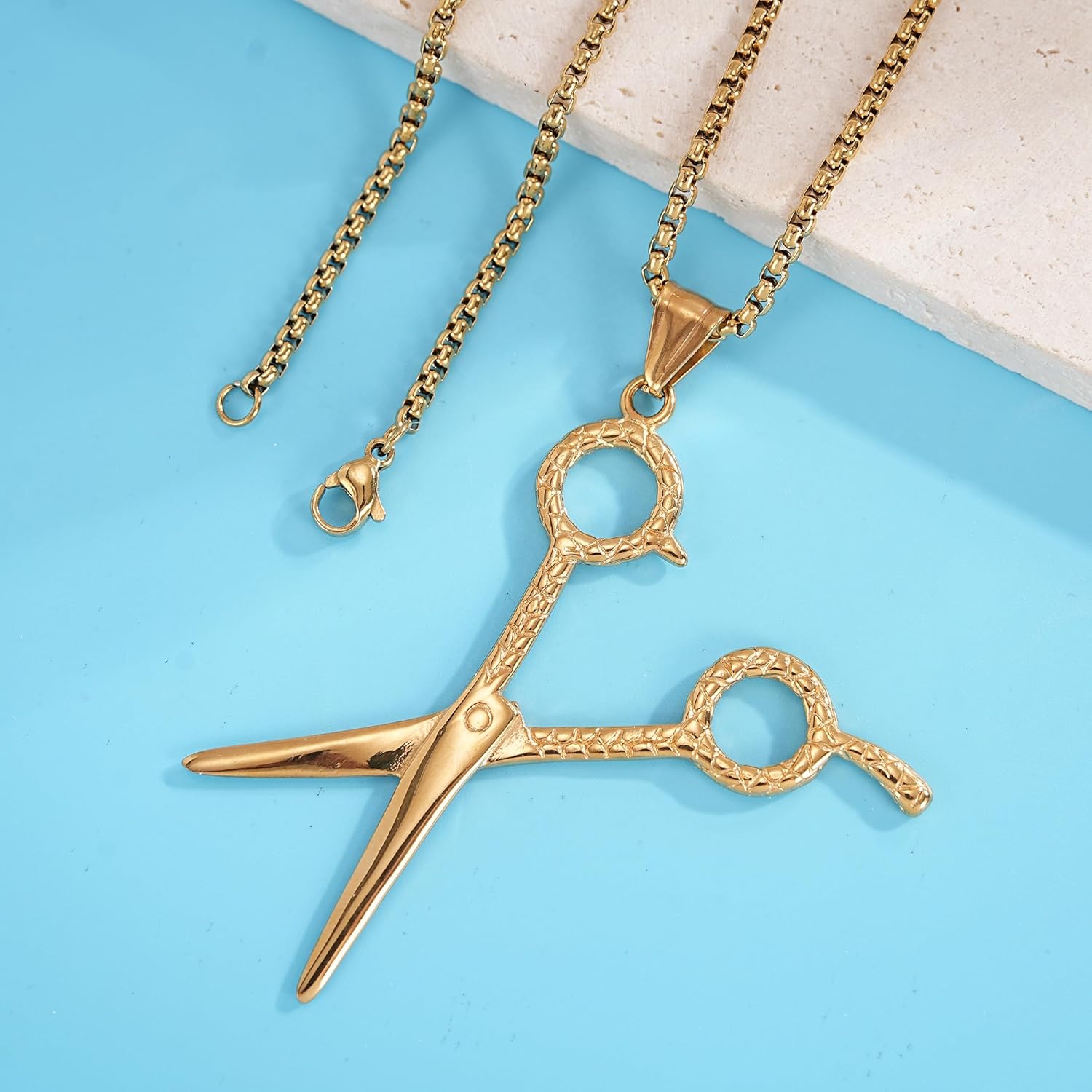 BREGO Gold Plated Barber Hair Scissors Design Pendant Necklace - Image 5